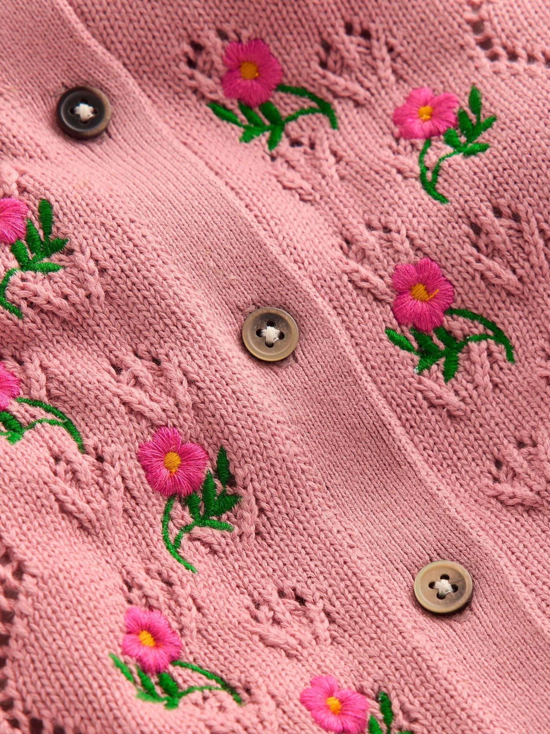 Dsiney Kidz - Boden Pink Collared Pointelle Cardigan image 3