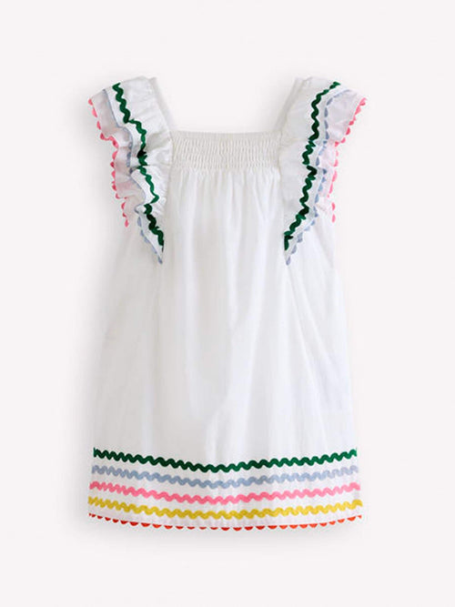 Boden Cream Flutter Sleeve Woven Dress image 1
