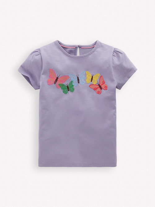 Boden Purple Puff Sleeve Superstitch Top image 1