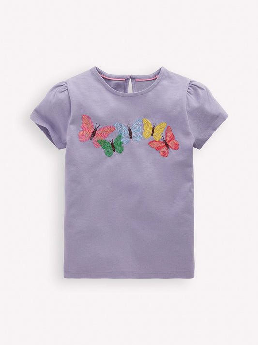 Boden Purple Puff Sleeve Superstitch Top image 1