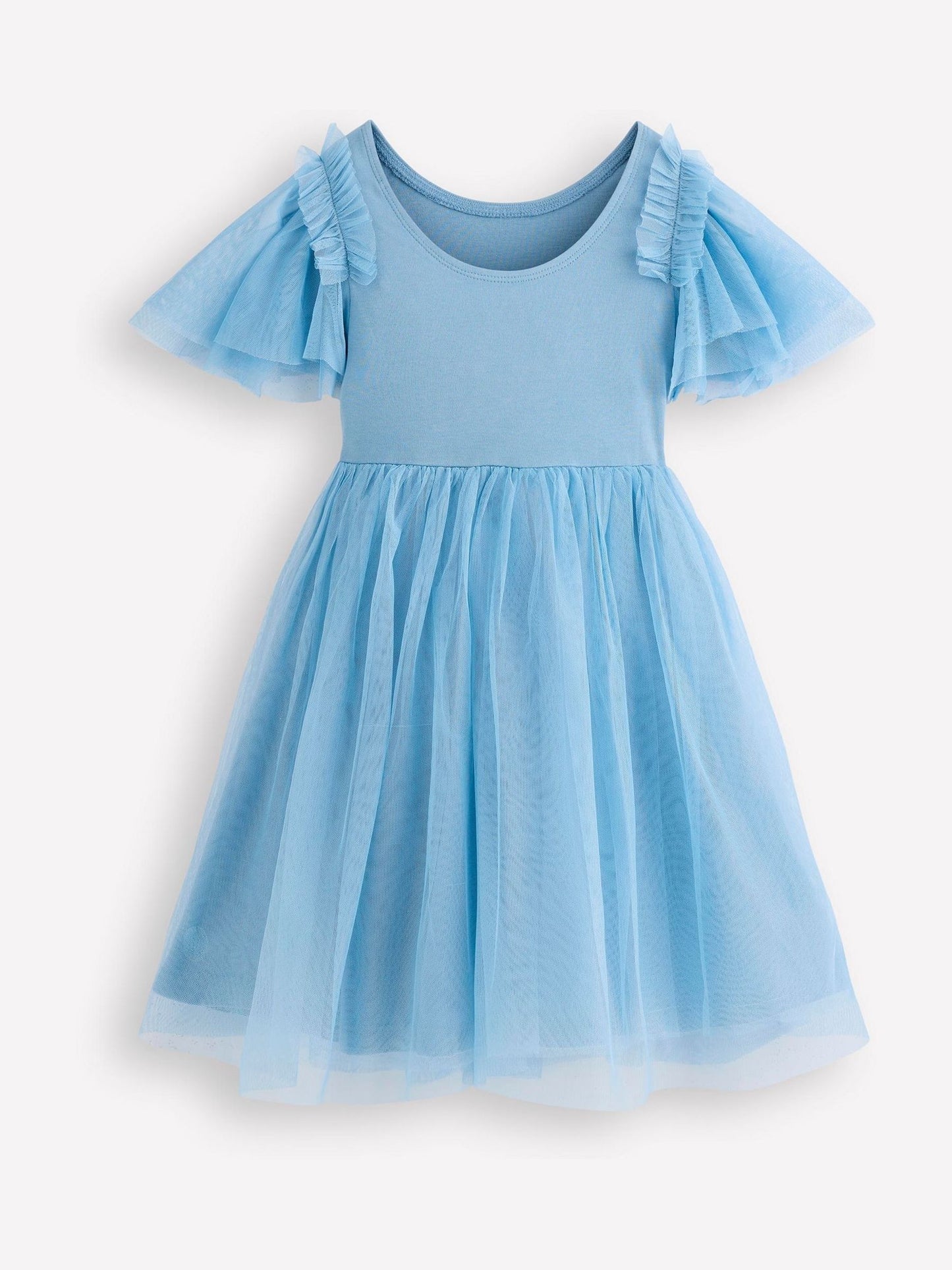 Boden Blue Short Sleeve Bouquet Tulle Dress image 3