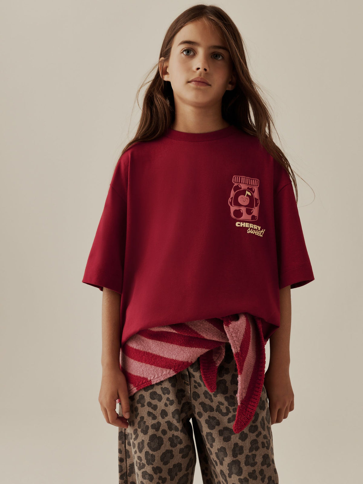 Red Cherry Oversized Graphic Print T-Shirt (3-16yrs) - image 1