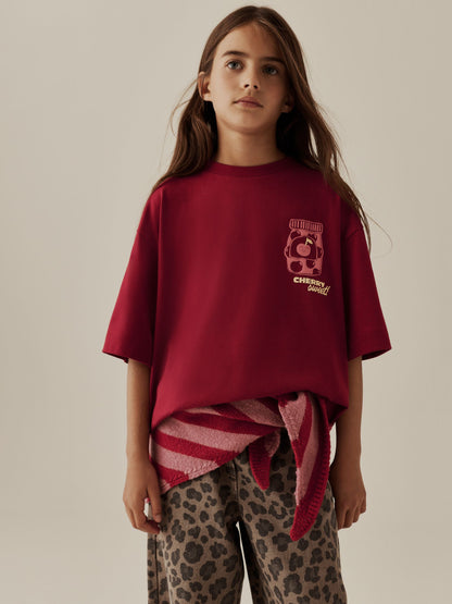 Red Cherry Oversized Graphic Print T-Shirt (3-16yrs) - image 1