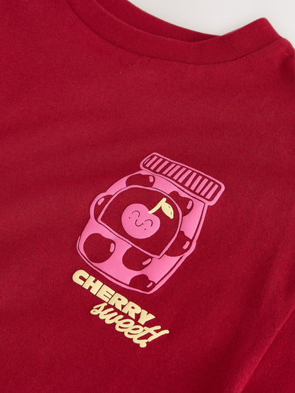 Red Cherry Oversized Graphic Print T-Shirt (3-16yrs) - image 9