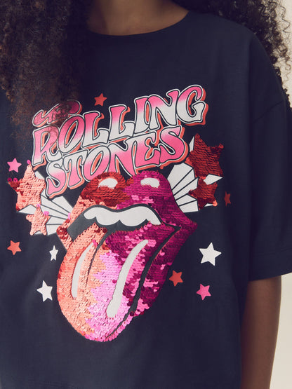Black Sequin Rolling Stones Oversized T-Shirt (3-16yrs) - image 2