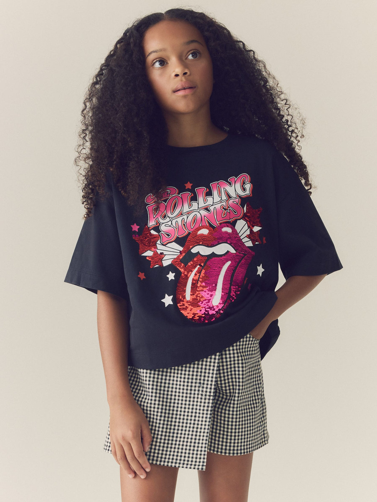 Black Sequin Rolling Stones Oversized T-Shirt (3-16yrs) - image 4
