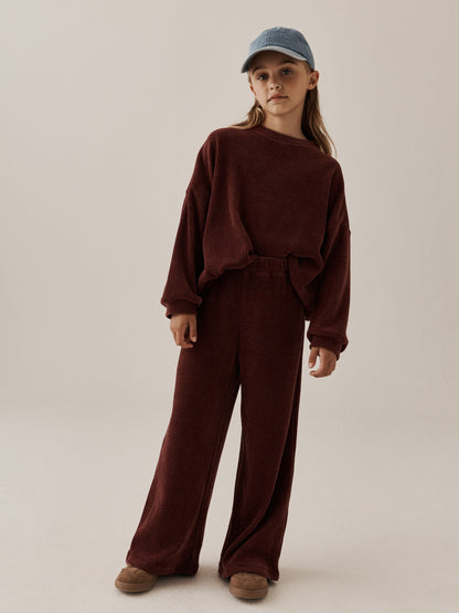 Burgundy Red Cord Long Sleeve and Wide Leg Set (3-16yrs) - image 1