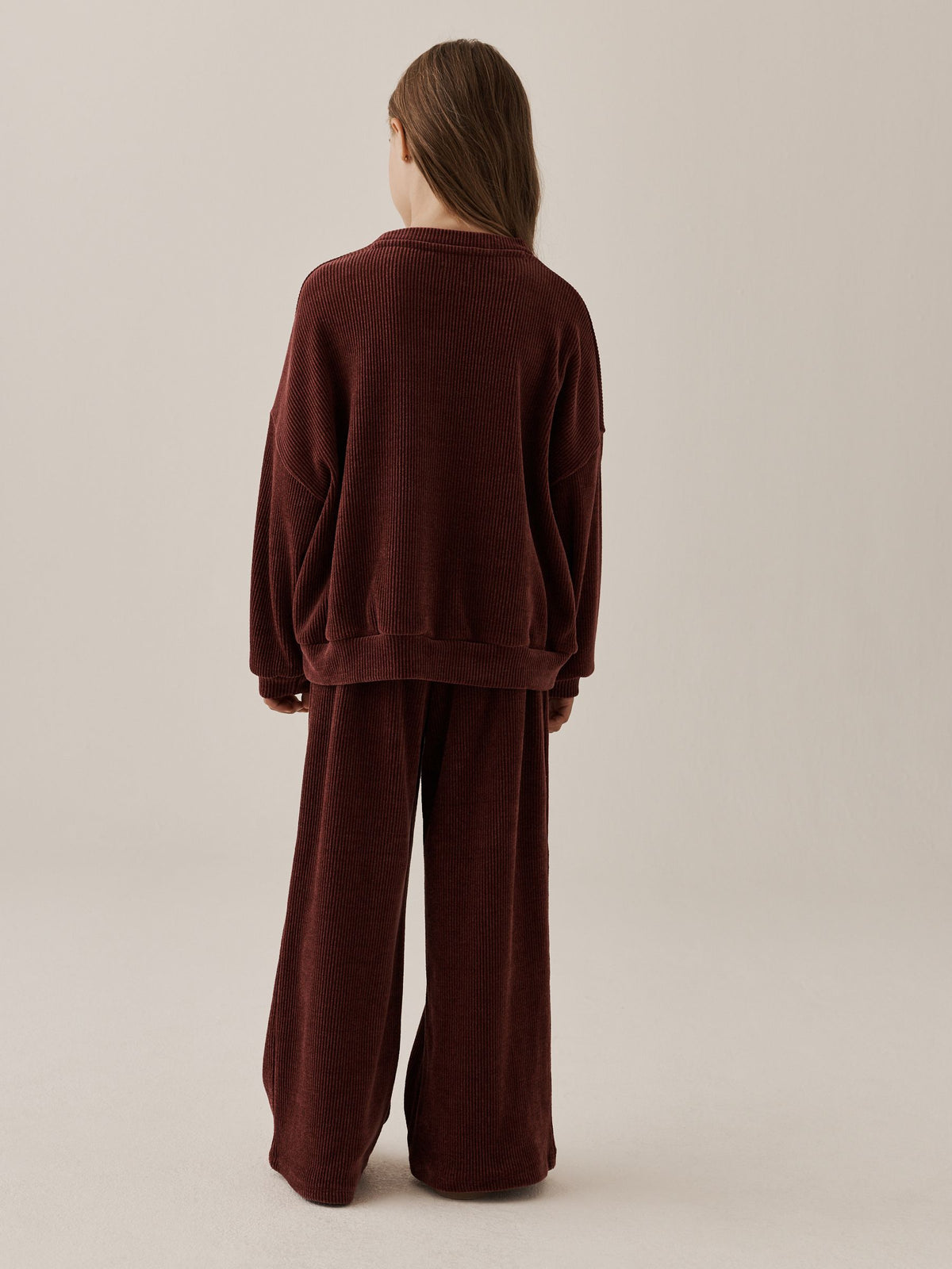 Burgundy Red Cord Long Sleeve and Wide Leg Set (3-16yrs) - image 3