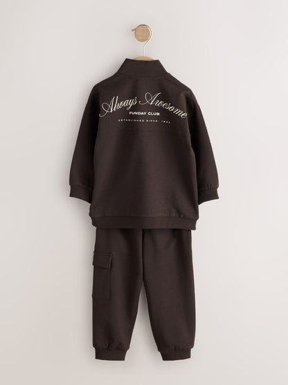 Chocolate Brown Half Zip Top and Joggers Set (3mths-7yrs) - image 2