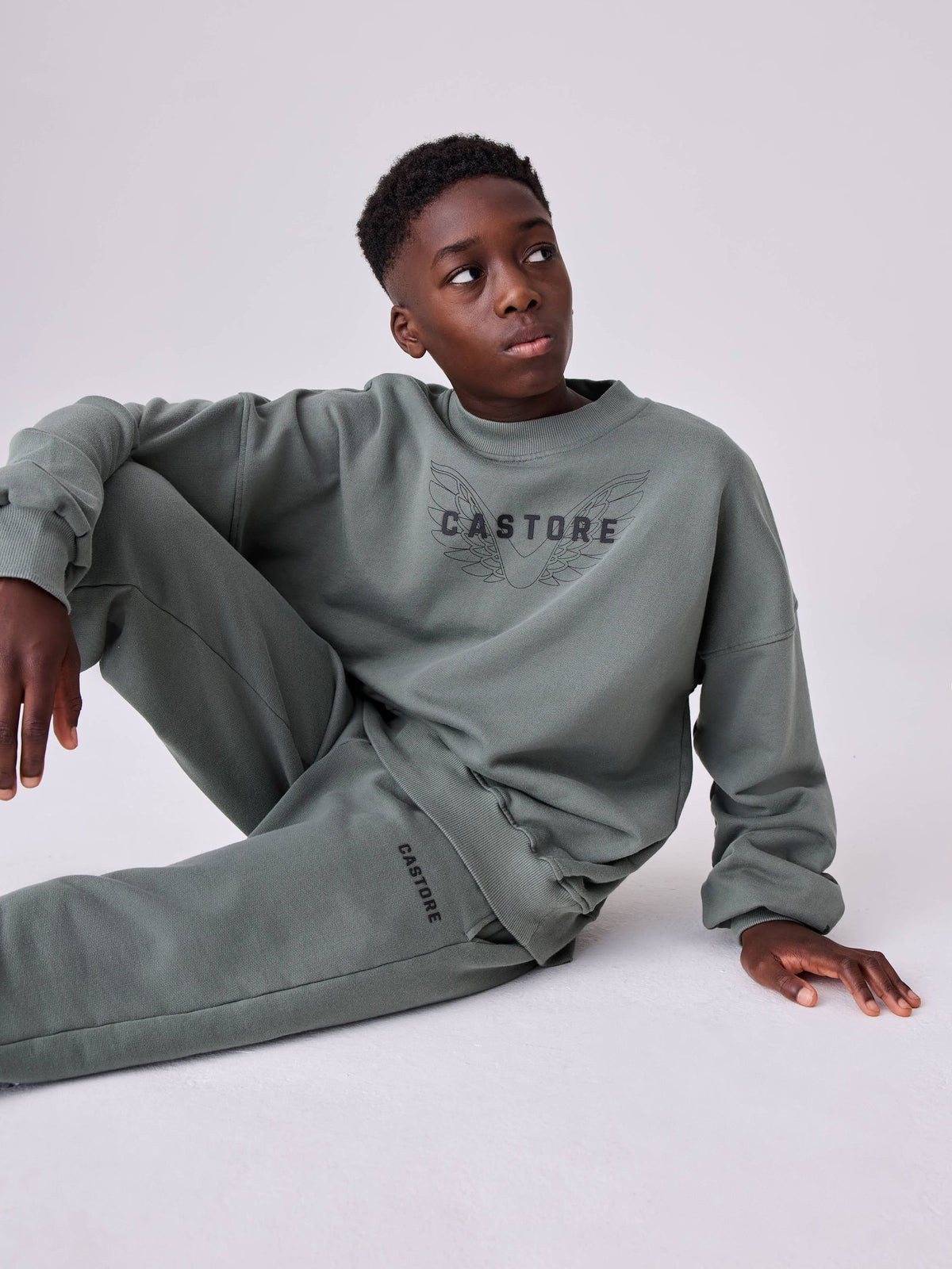 Castore Khaki Green Oversized Sweat Top and Wide Leg Joggers Set - image 1