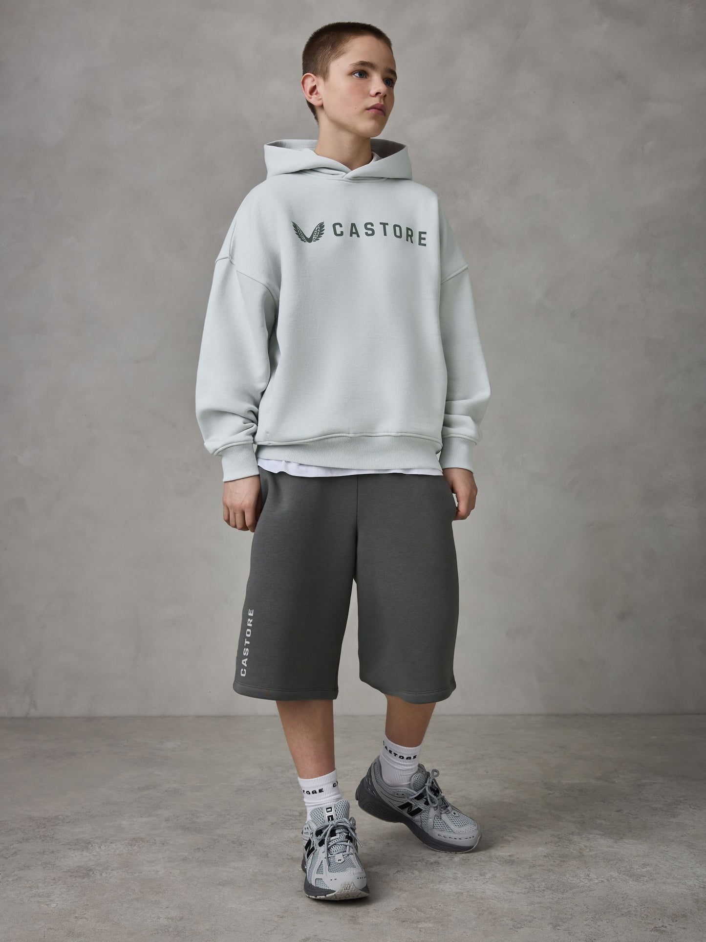 Dsiney Kidz - Castore Tonal Grey Oversized Hoodie and Bermuda Shorts Set image 1