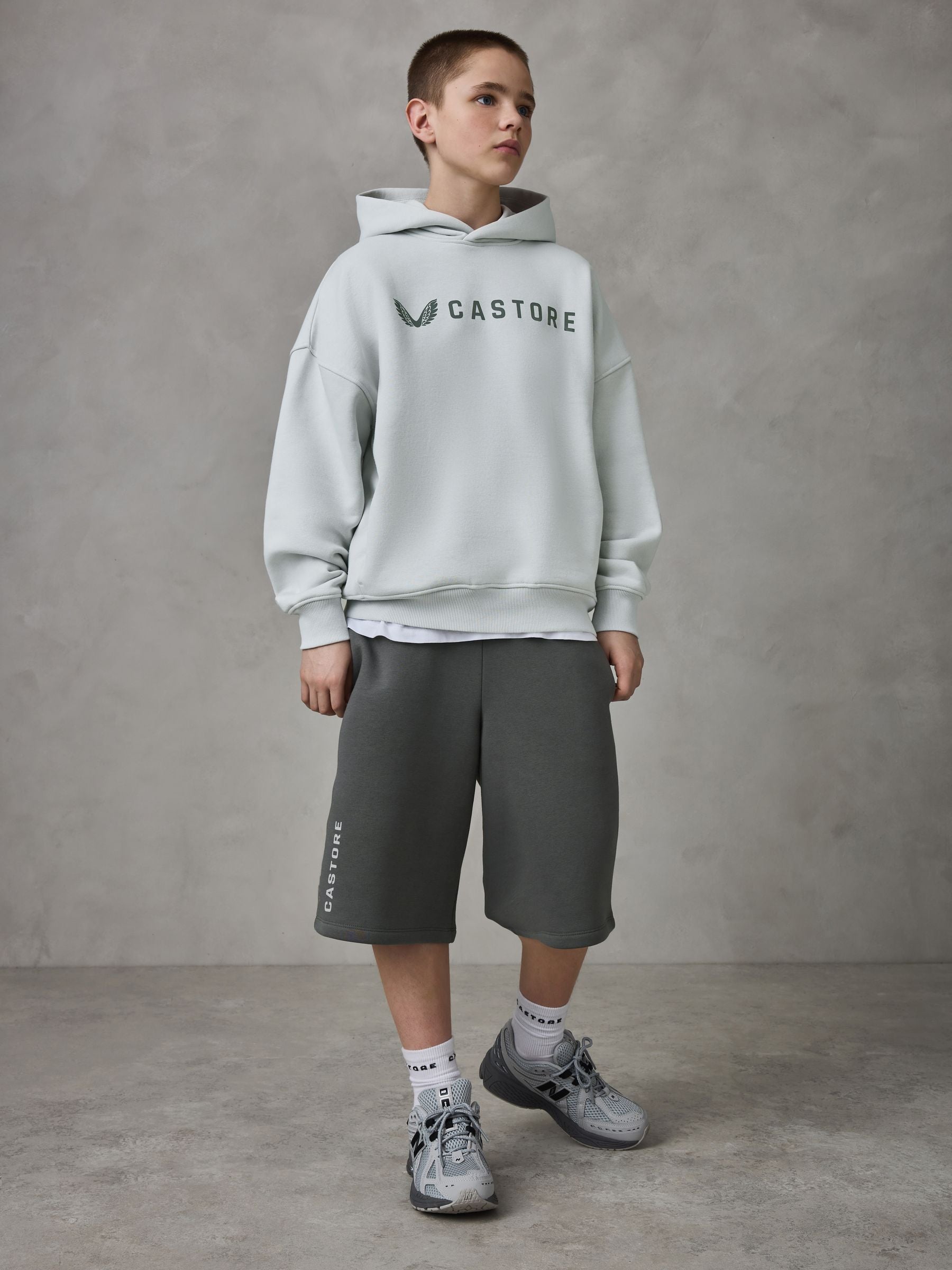 Dsiney Kidz - Castore Tonal Grey Oversized Hoodie and Bermuda Shorts Set image 1