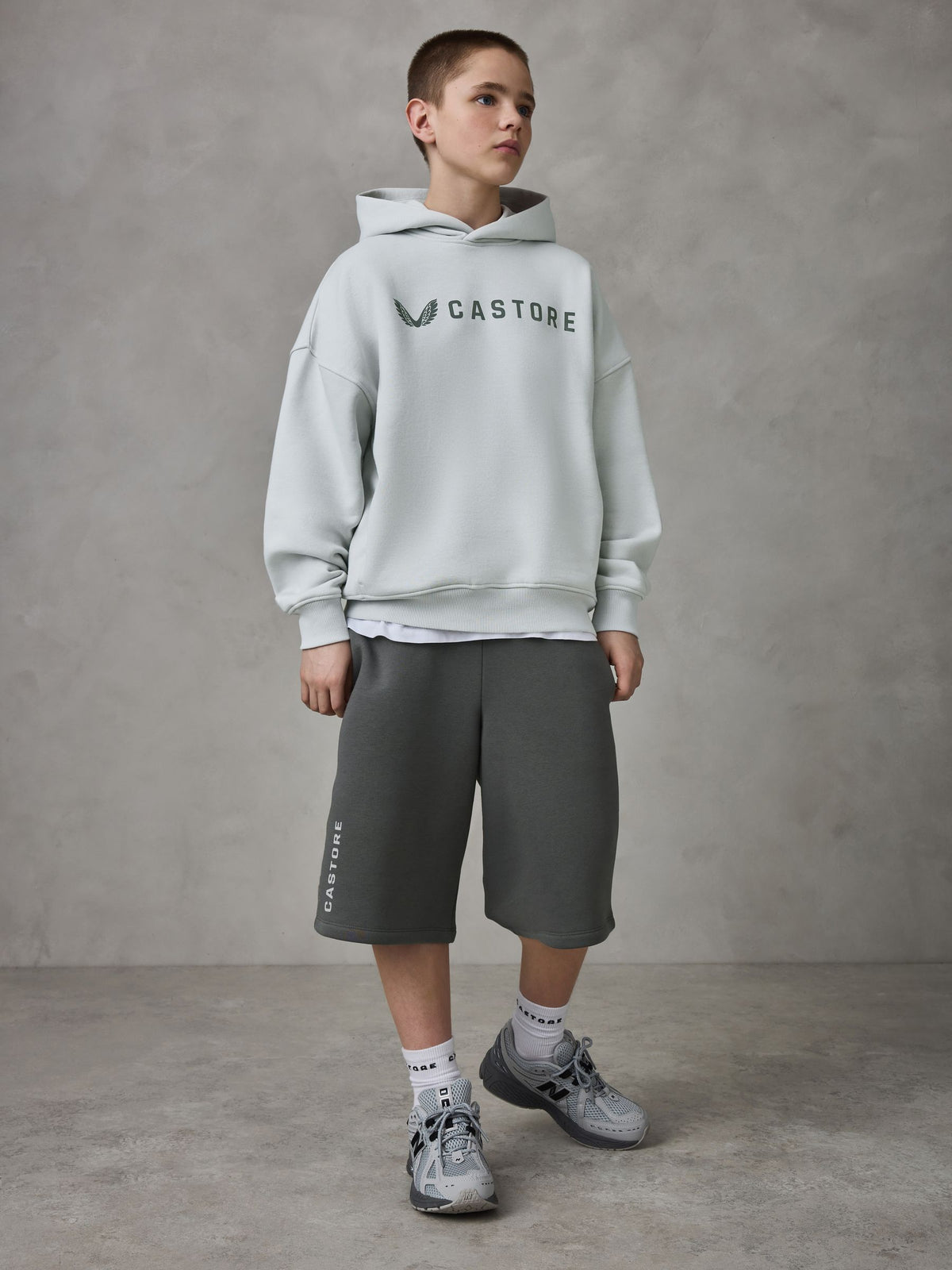 Dsiney Kidz - Castore Tonal Grey Oversized Hoodie and Bermuda Shorts Set image 1