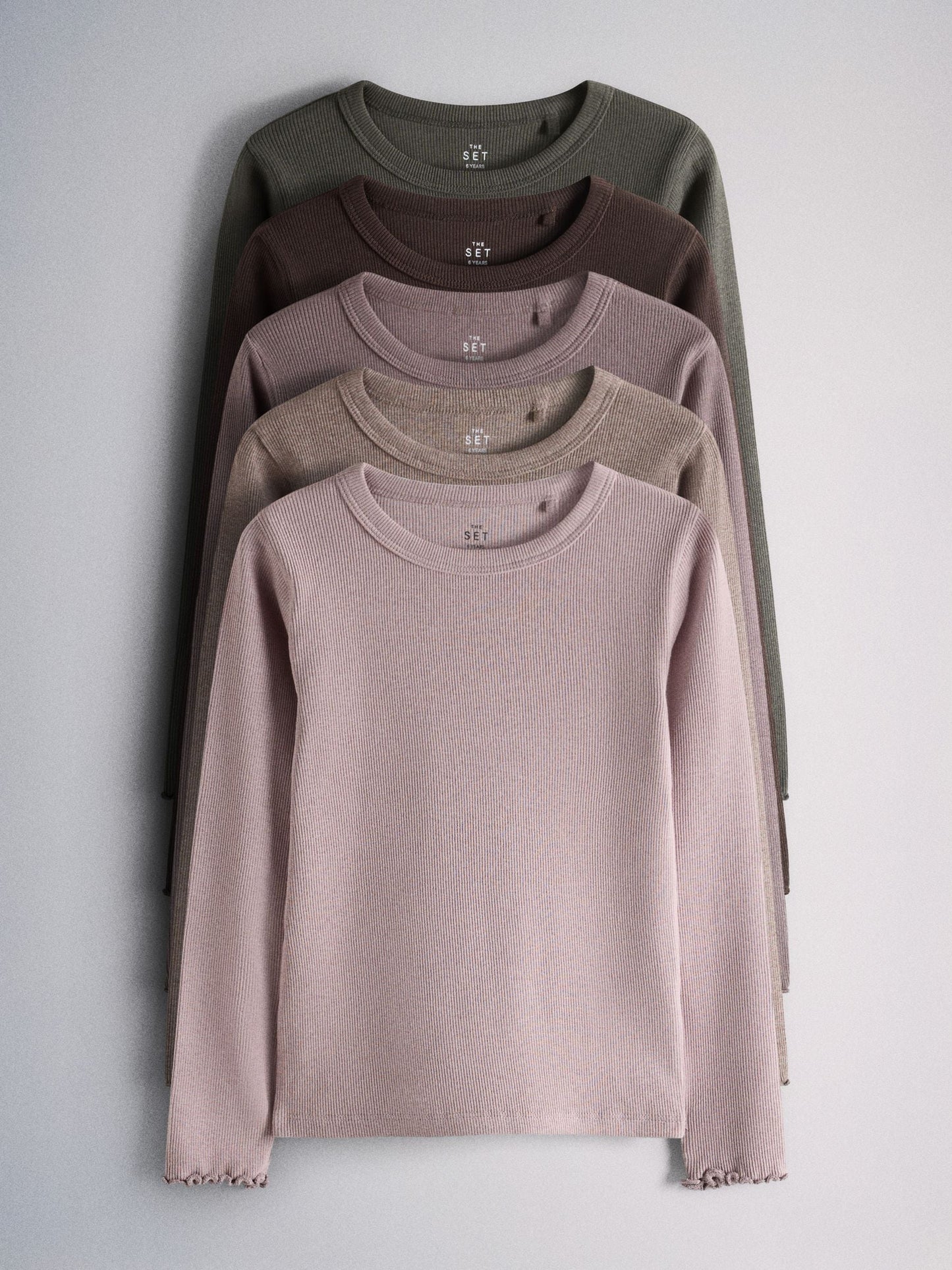 Dsiney Kidz - The Set 5 Pack Rib Jersey T-Shirts Pink/Purple/Chocolate Brown image 1
