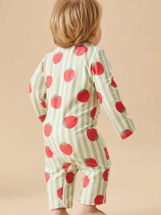 MORI Green Strawberry Long Sleeve Sun Safe Swimsuit image 2