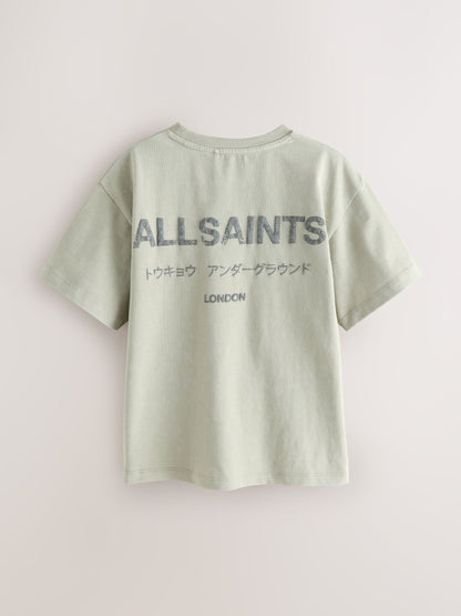Dsiney Kidz - smALLSAINTS Stone Distressed Oversized Underground Crew Neck Cotton T-Shirt image 2