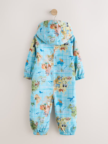 Map Print Waterproof Fleece Lined Puddlesuit (3mths-7yrs) - image 2