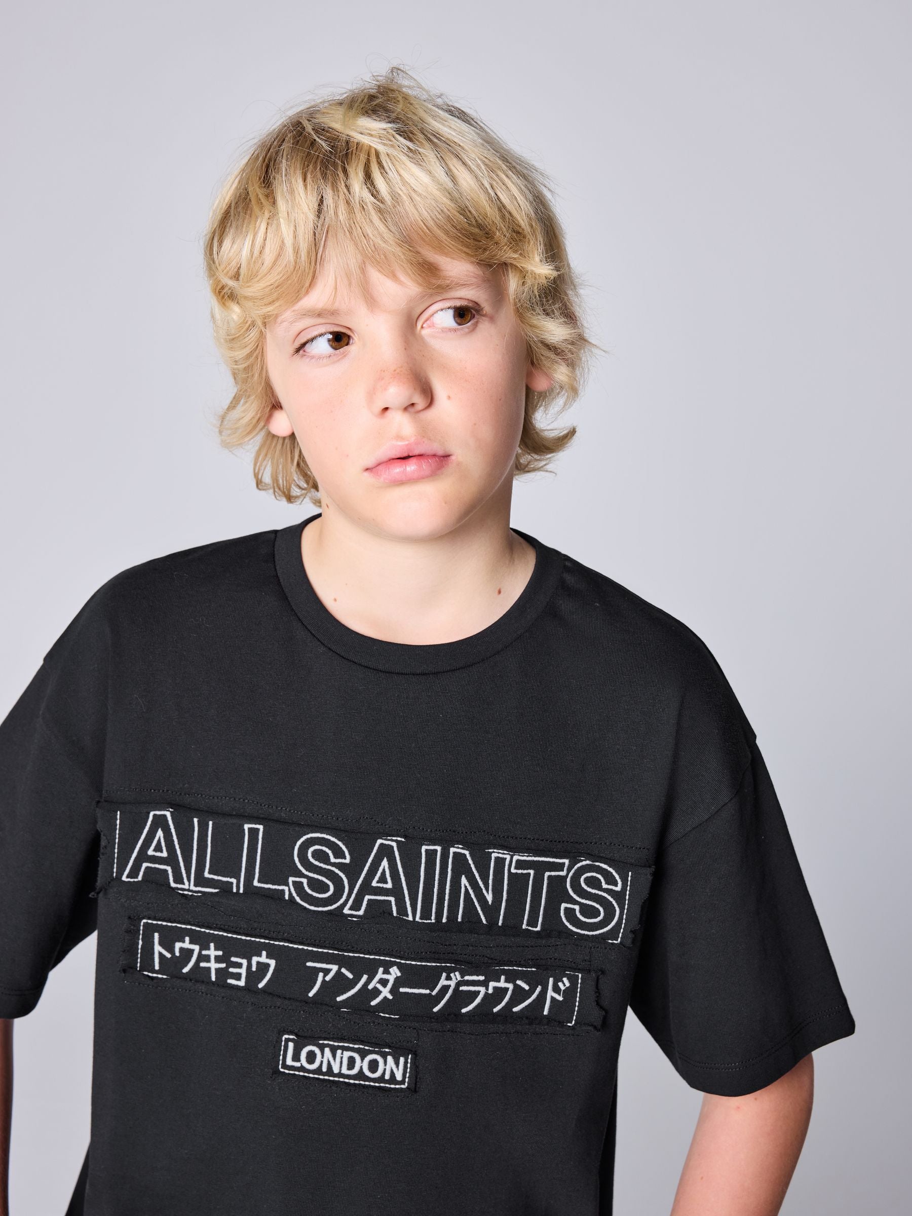 Dsiney Kidz - smALLSAINTS Black Oversized Underground Crew Cotton T-Shirt image 3