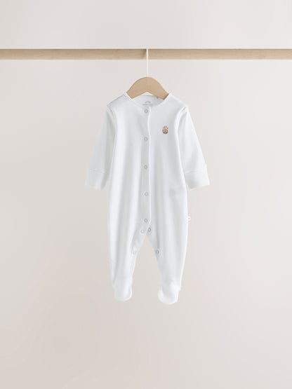 White Mini Safari Animals 4 Pack Baby Sleepsuits (0-2yrs) - image 2