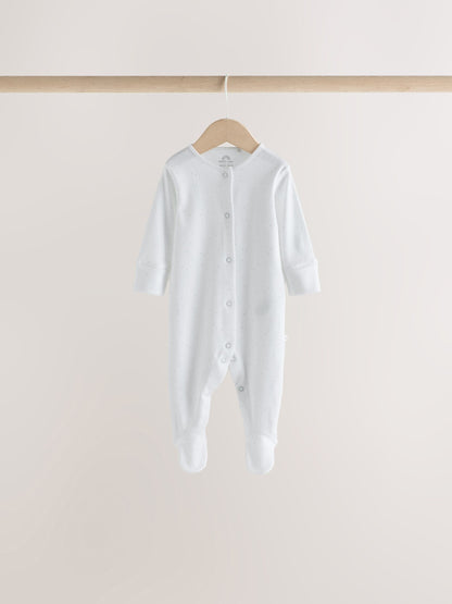 White Mini Safari Animals 4 Pack Baby Sleepsuits (0-2yrs) - image 4