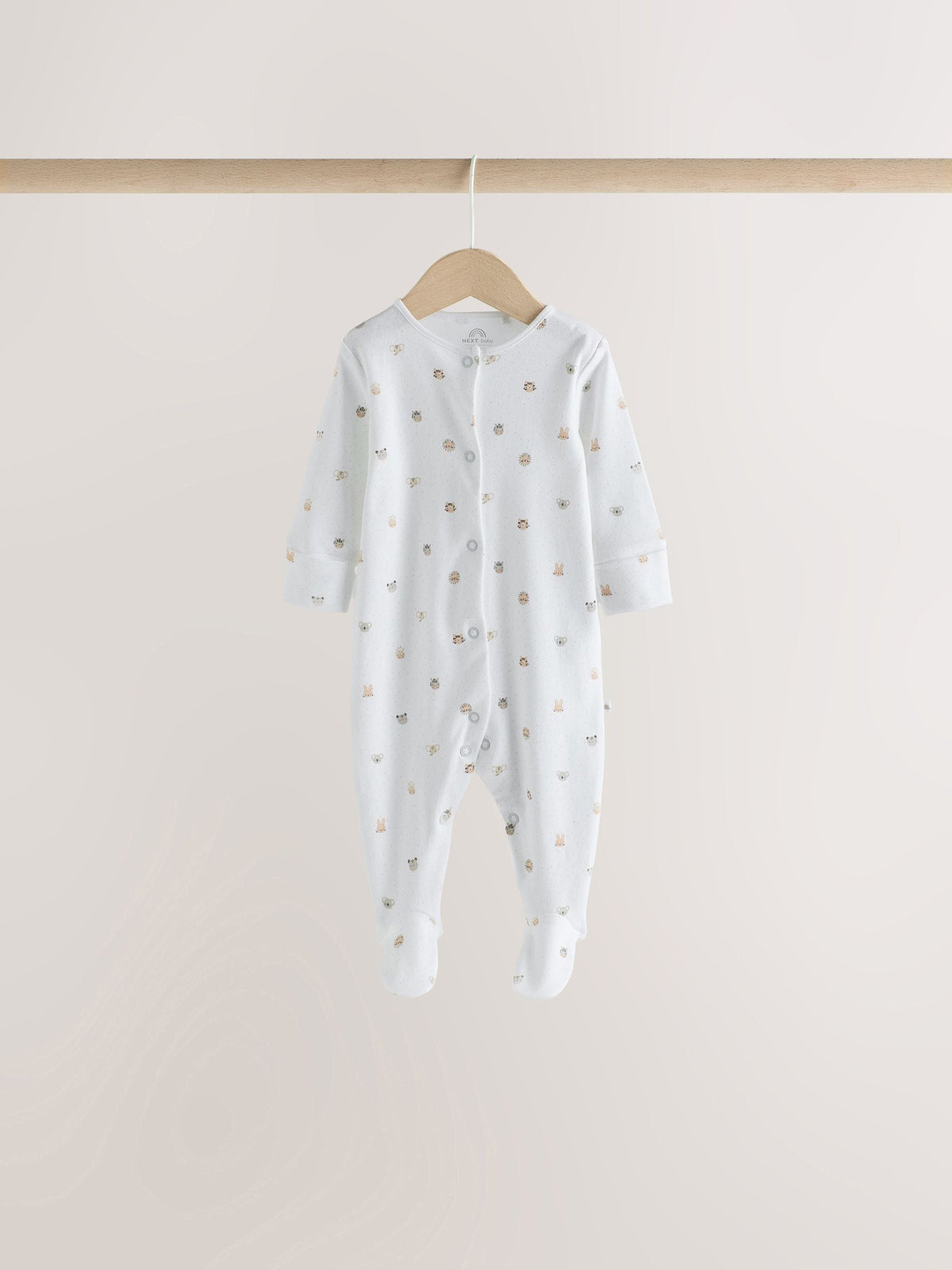 White Mini Safari Animals 4 Pack Baby Sleepsuits (0-2yrs) - image 5