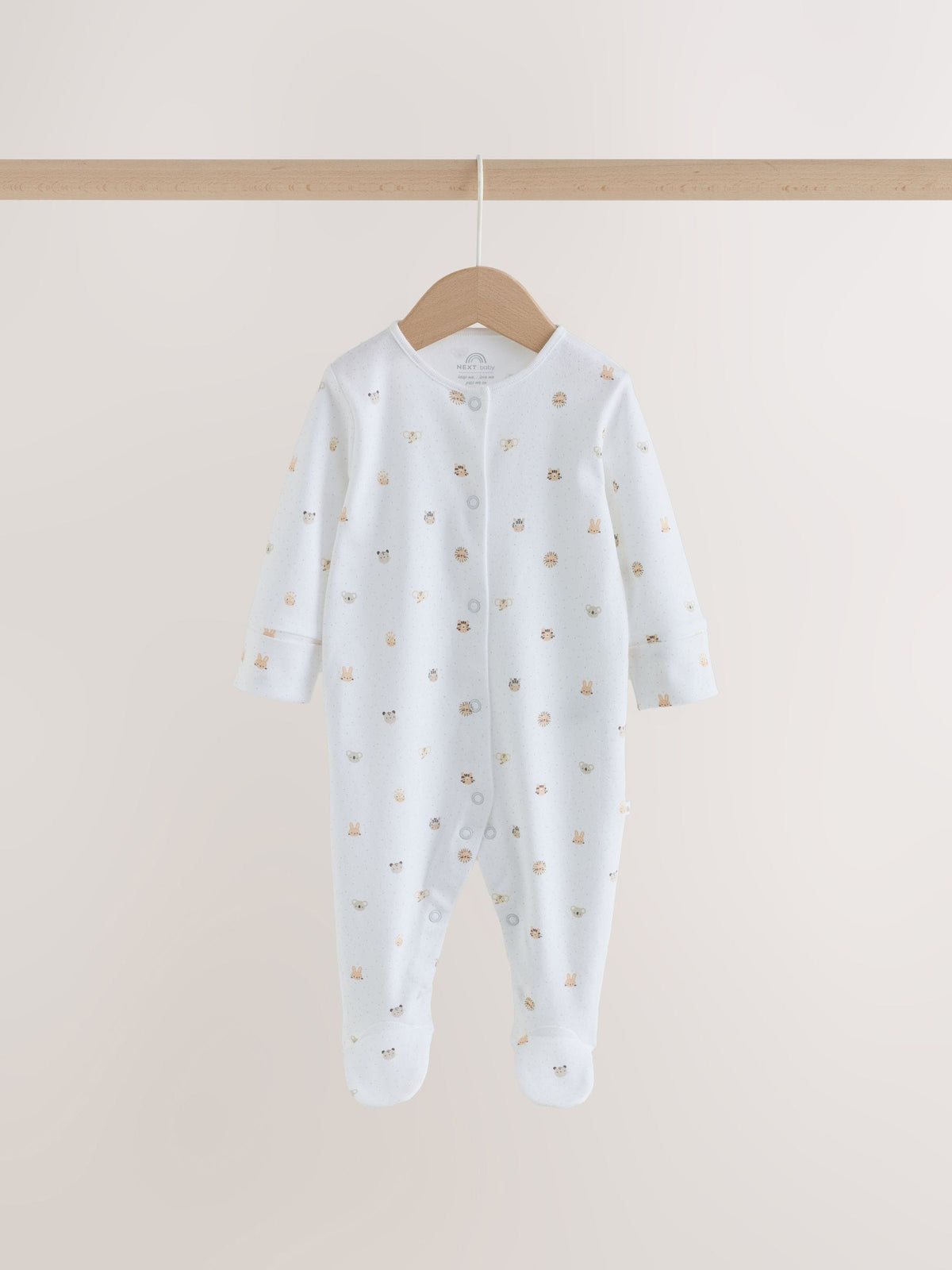 Dsiney Kidz - White Mini Safari Animals 7 Pack Baby Sleepsuits (0-2yrs) image 4
