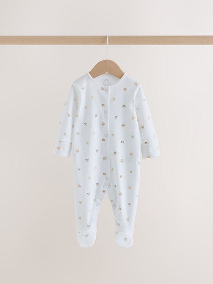 Dsiney Kidz - White Mini Safari Animals 7 Pack Baby Sleepsuits (0-2yrs) image 4