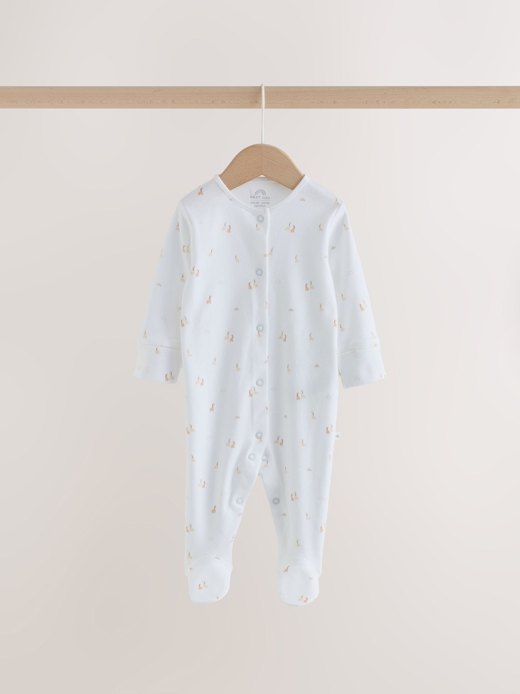 Dsiney Kidz - White Mini Safari Animals 7 Pack Baby Sleepsuits (0-2yrs) image 7