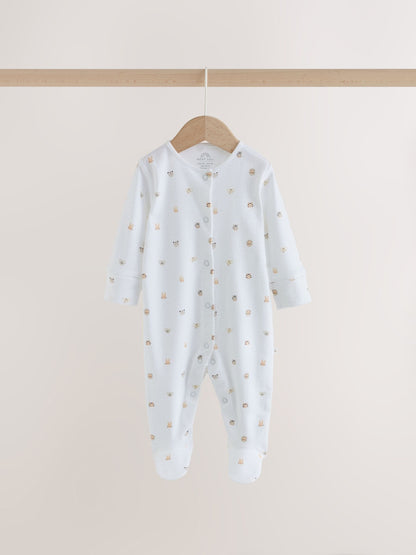 Dsiney Kidz - White Mini Safari Animals 7 Pack Baby Sleepsuits (0-2yrs) image 8