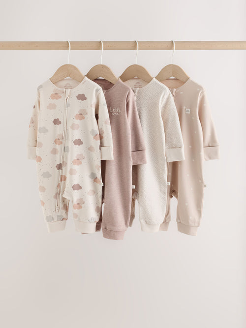 Neutral Cloud Two Way Zip Sleepsuits 4 Pack (0mths-3yrs) - image 1