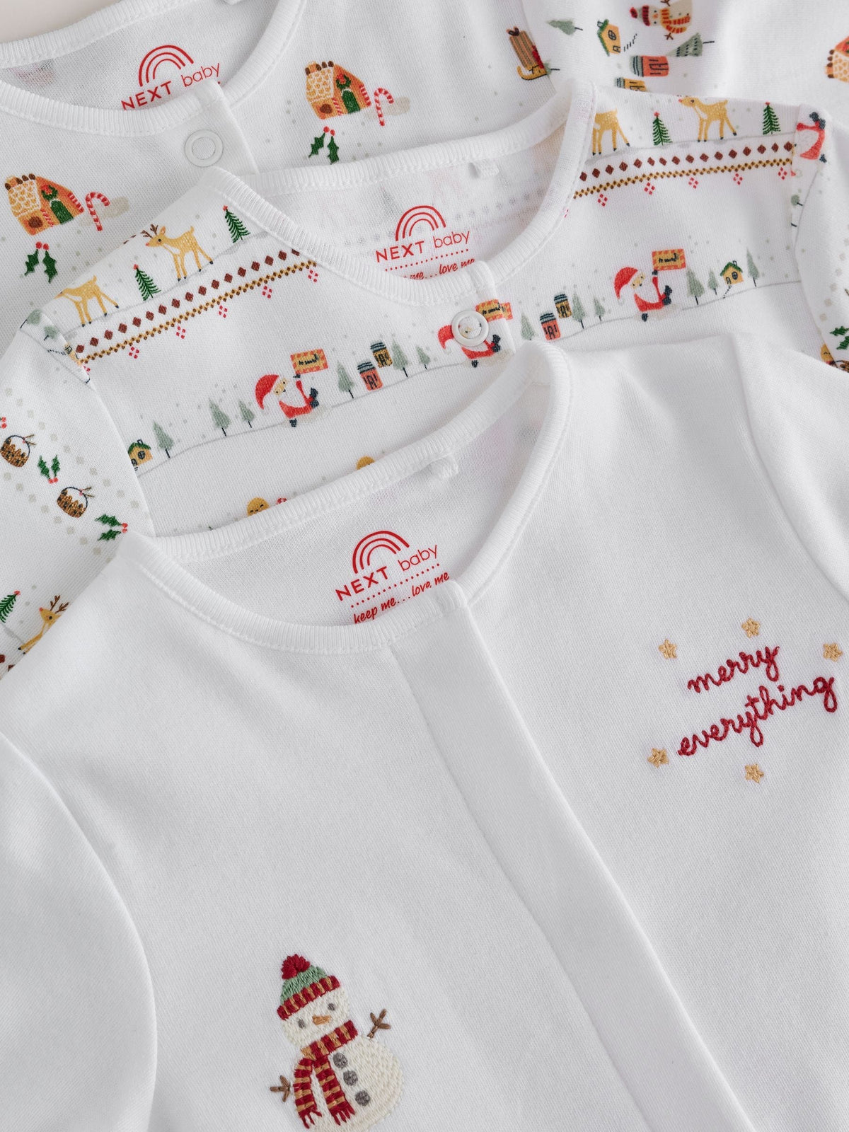 White Baby Christmas Sleepsuits 3 Pack (0mths-2yrs) - image 11