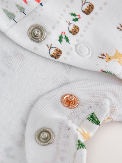 White Baby Christmas Sleepsuits 3 Pack (0mths-2yrs) - image 13