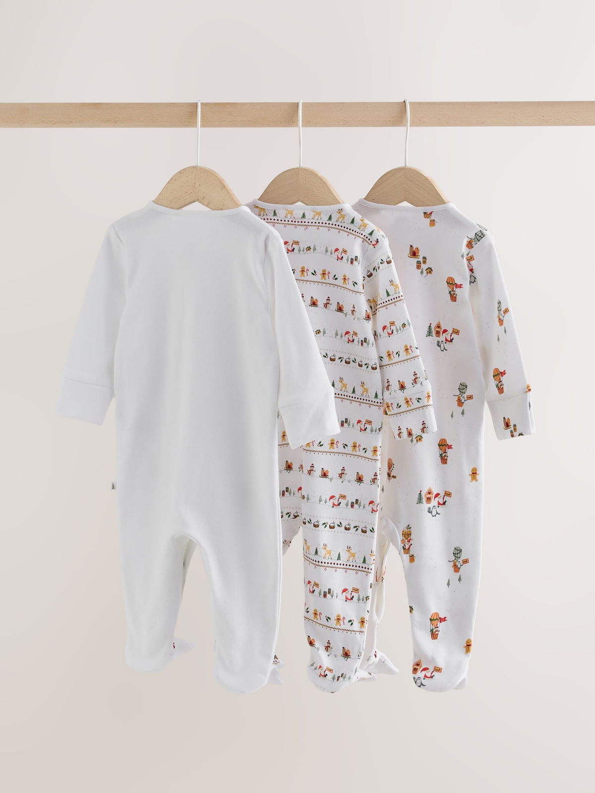 White Baby Christmas Sleepsuits 3 Pack (0mths-2yrs) - image 6