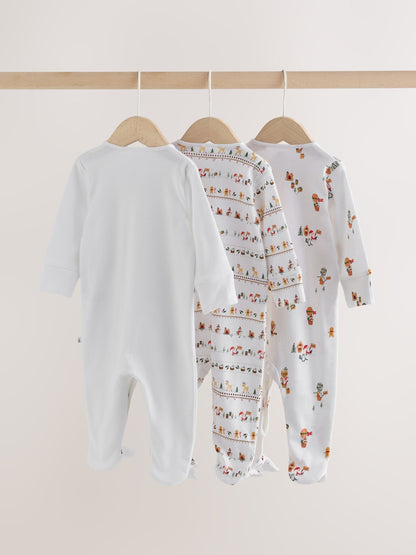 White Baby Christmas Sleepsuits 3 Pack (0mths-2yrs) - image 6