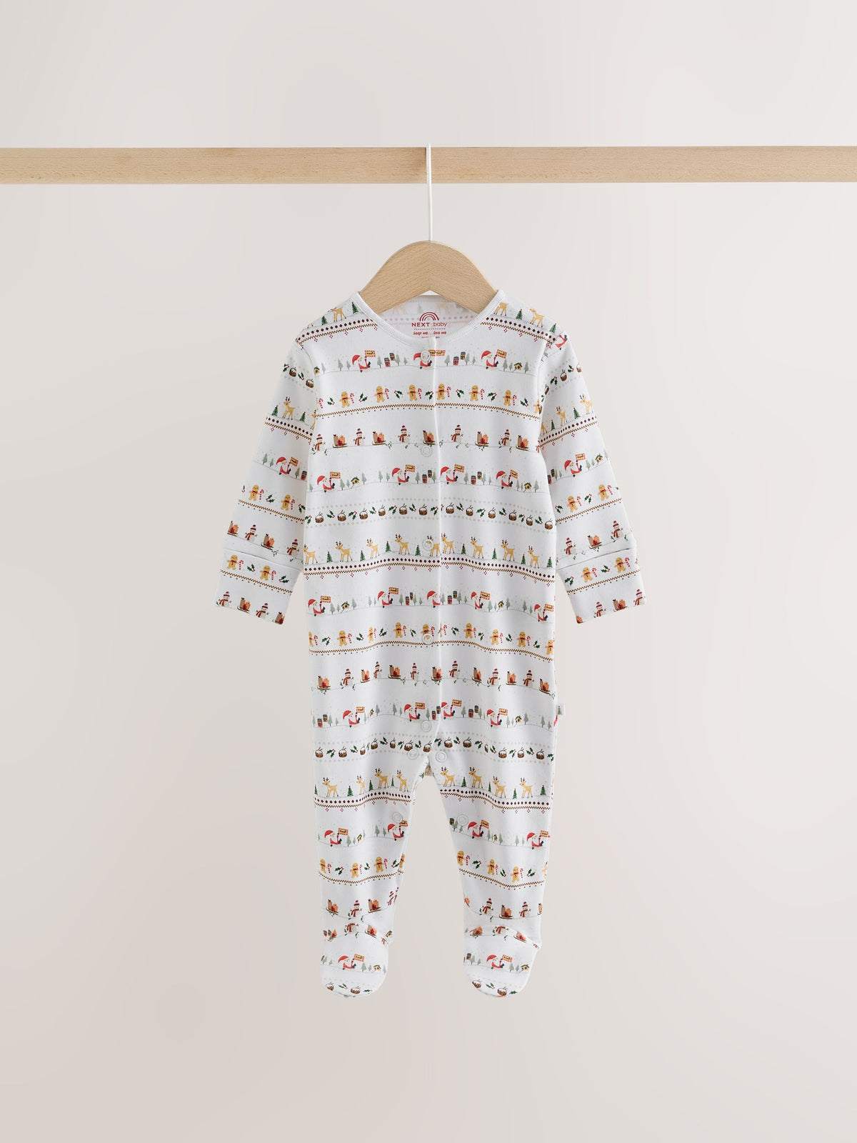 White Baby Christmas Sleepsuits 3 Pack (0mths-2yrs) - image 9