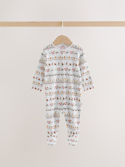 White Baby Christmas Sleepsuits 3 Pack (0mths-2yrs) - image 9