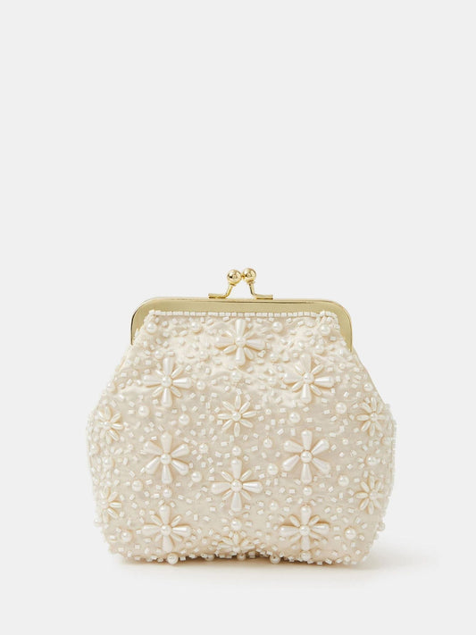 Angels By Accessorize Natural Pearl Flower Clip Frame Bag image 1
