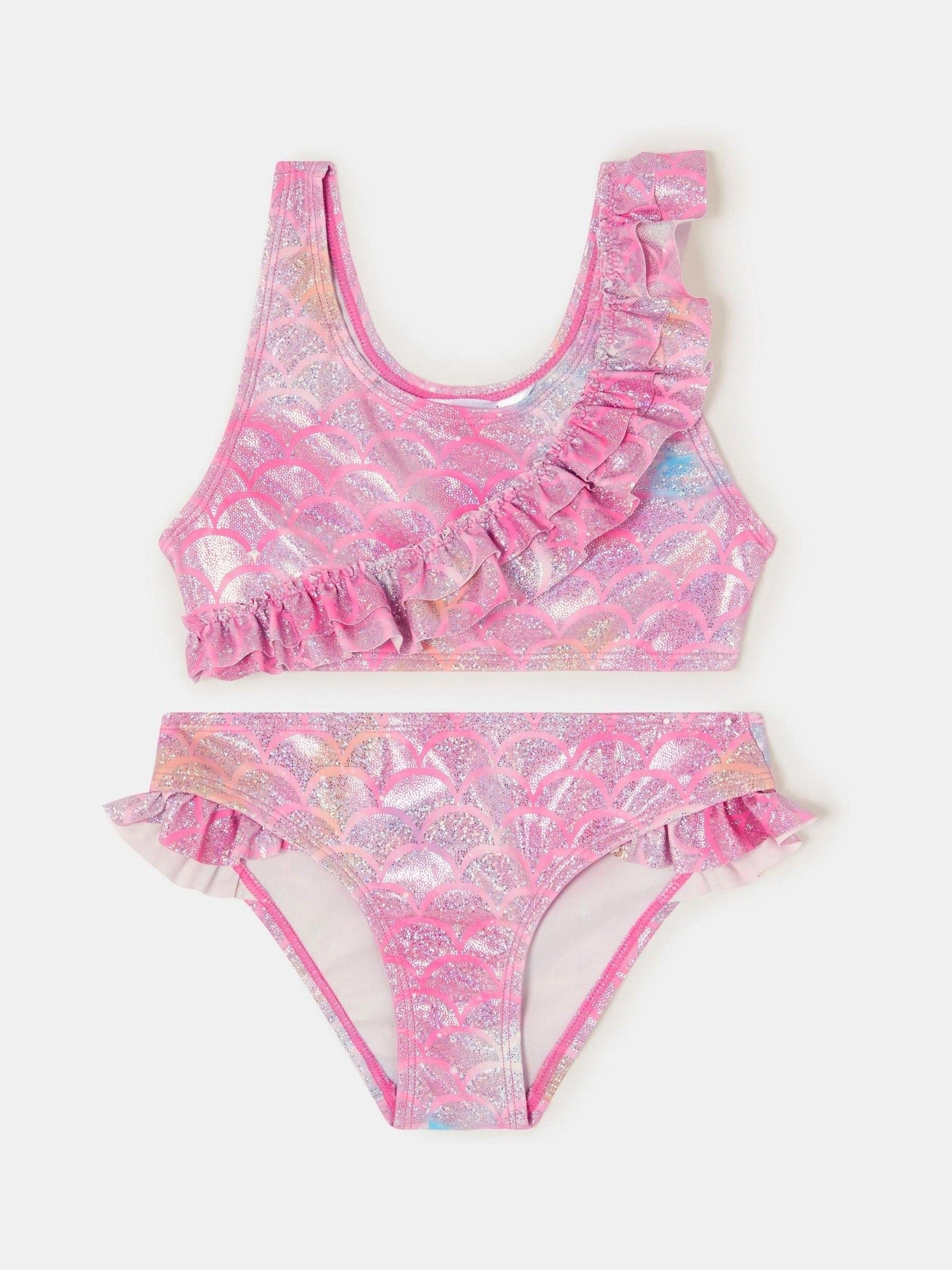 Angels By Accessorize Pink Sparkle Frill Mermaid Bikini Set image 1