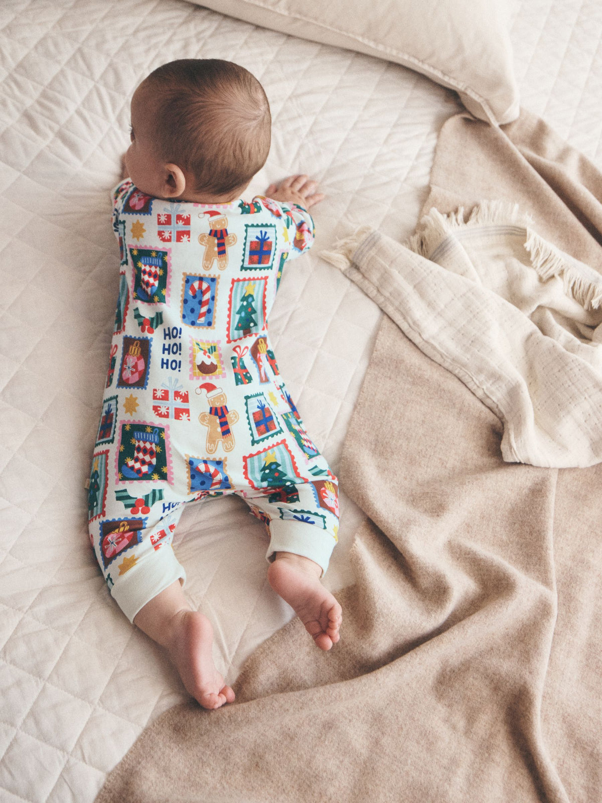 Ecru Stamps Christmas Two Way Zip Baby Sleepsuit (0mths-2yrs) - image 2