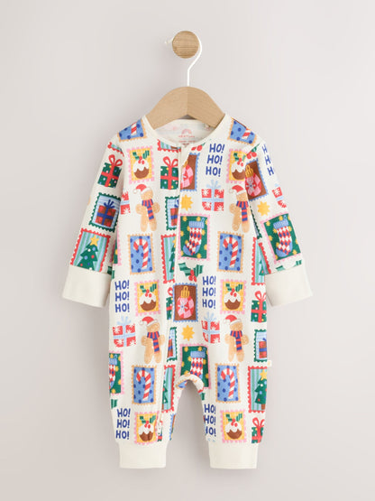 Ecru Stamps Christmas Two Way Zip Baby Sleepsuit (0mths-2yrs) - image 4