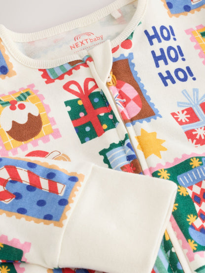Ecru Stamps Christmas Two Way Zip Baby Sleepsuit (0mths-2yrs) - image 7