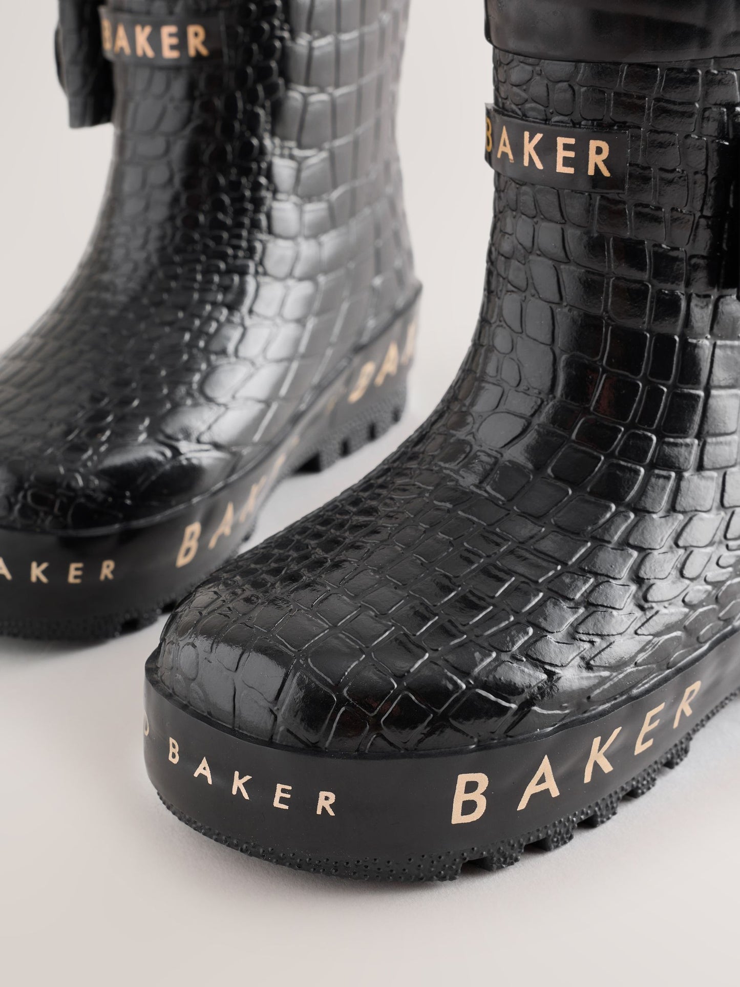 Baker by Ted Baker Faux Fur Lined Croc Welly Boots with Bow image 4