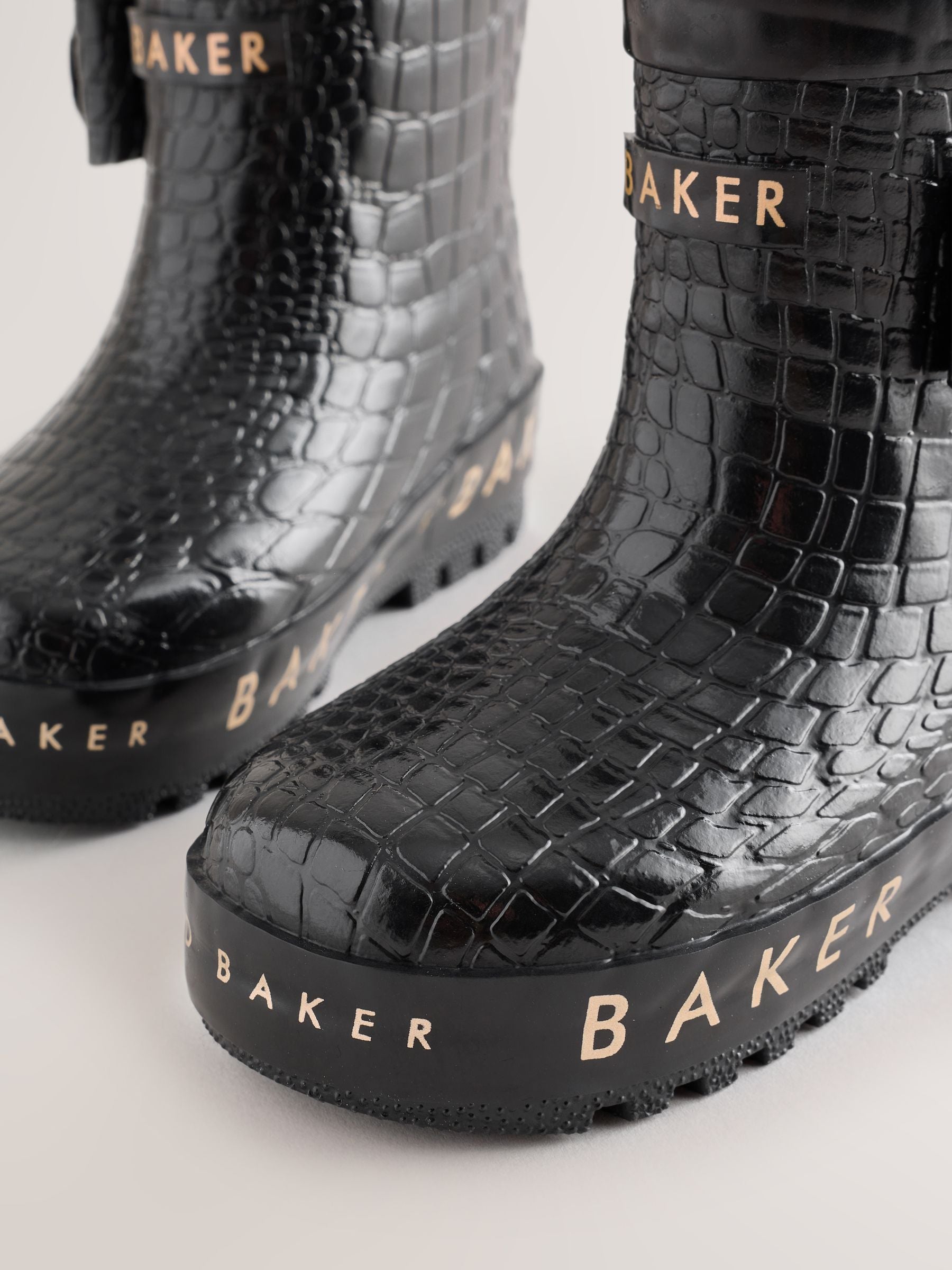 Baker by Ted Baker Faux Fur Lined Croc Welly Boots with Bow image 4