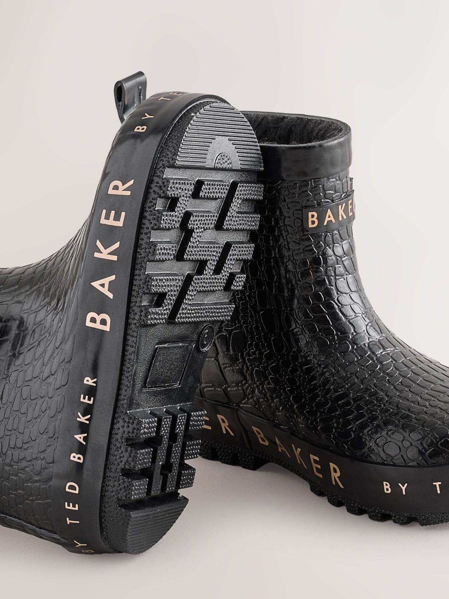 Baker by Ted Baker Faux Fur Lined Croc Welly Boots with Bow image 5