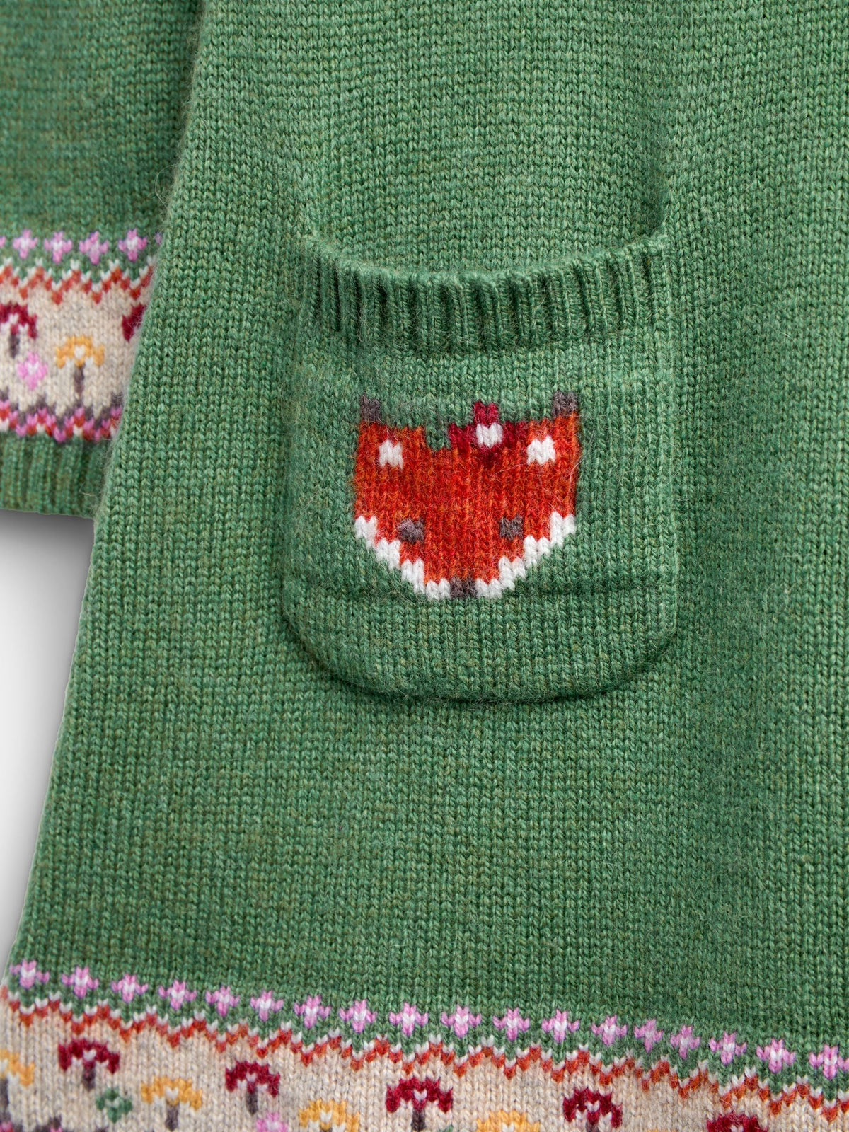 Dsiney Kidz - JoJo Maman Bébé Green Fox & Toadstool Fairisle Knitted Dress image 4
