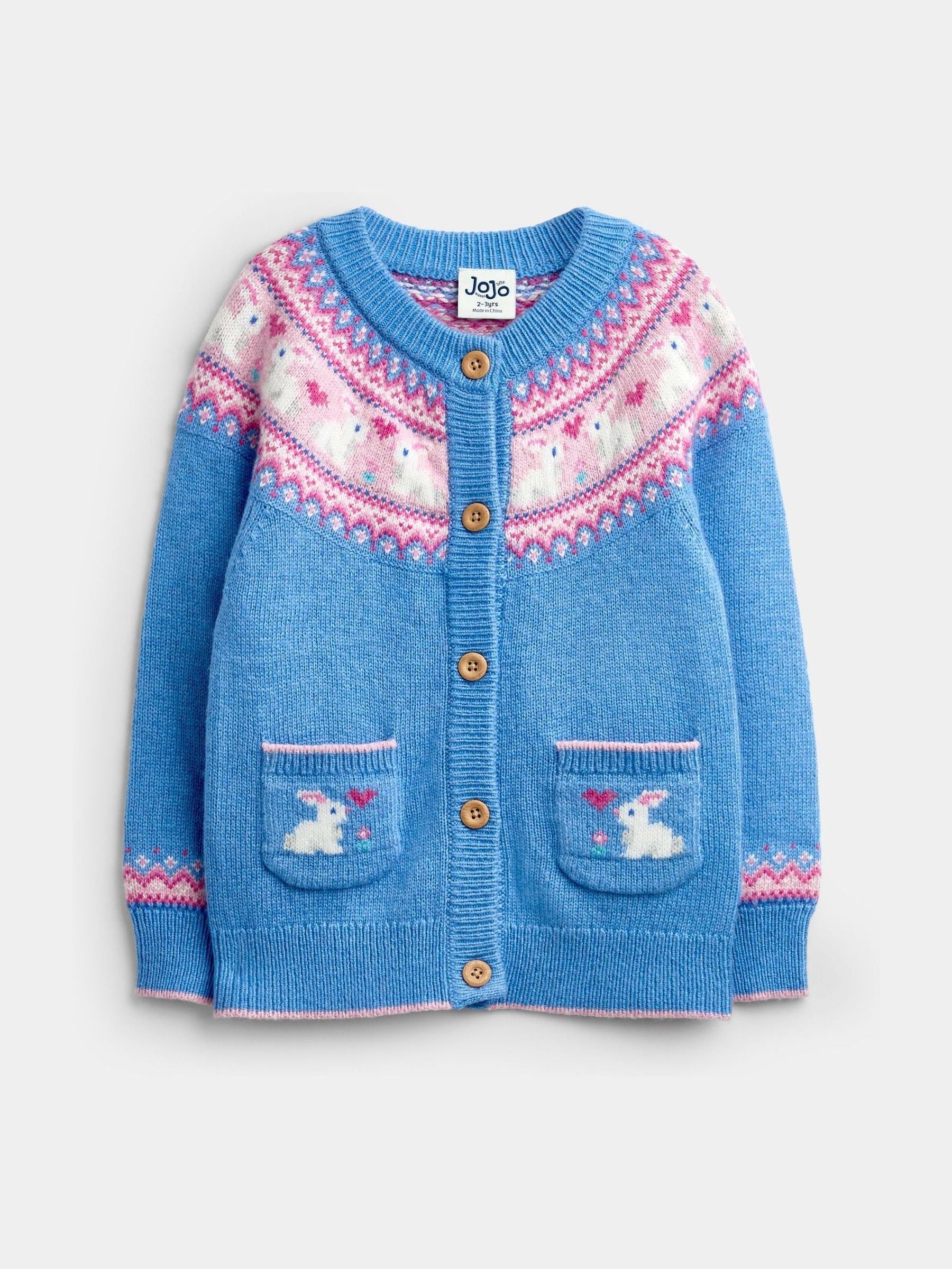 Dsiney Kidz - Jojo Maman Bébé Blue Bunny Fairisle Cardigan image 1