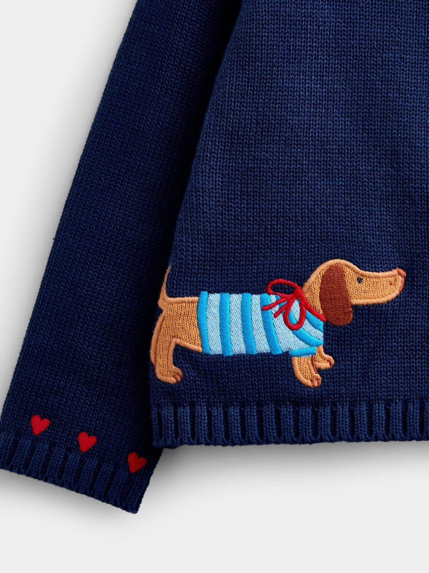 Dsiney Kidz - Jojo Maman Bébé Navy Blue Sausage Dog Appliqué Cotton Cardigan image 5