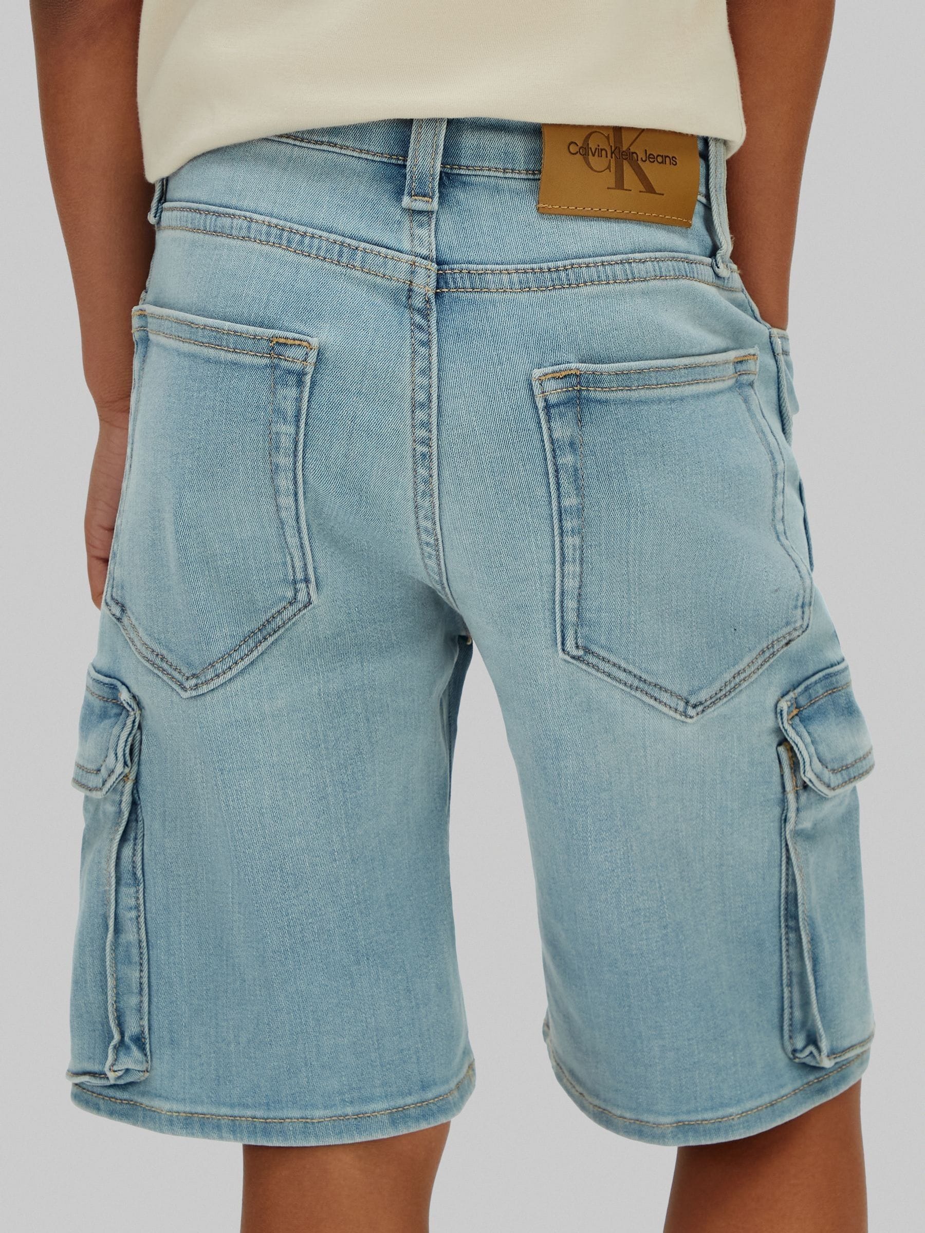 Calvin Klein Blue Denim Cargo Shorts image 3