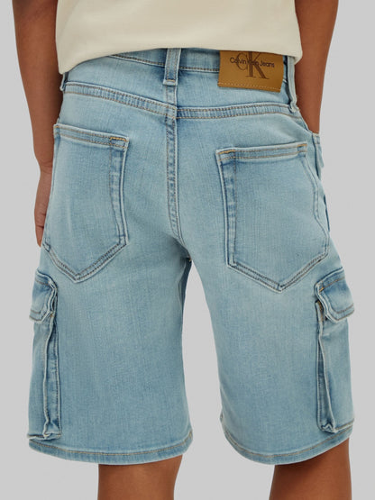 Calvin Klein Blue Denim Cargo Shorts image 3
