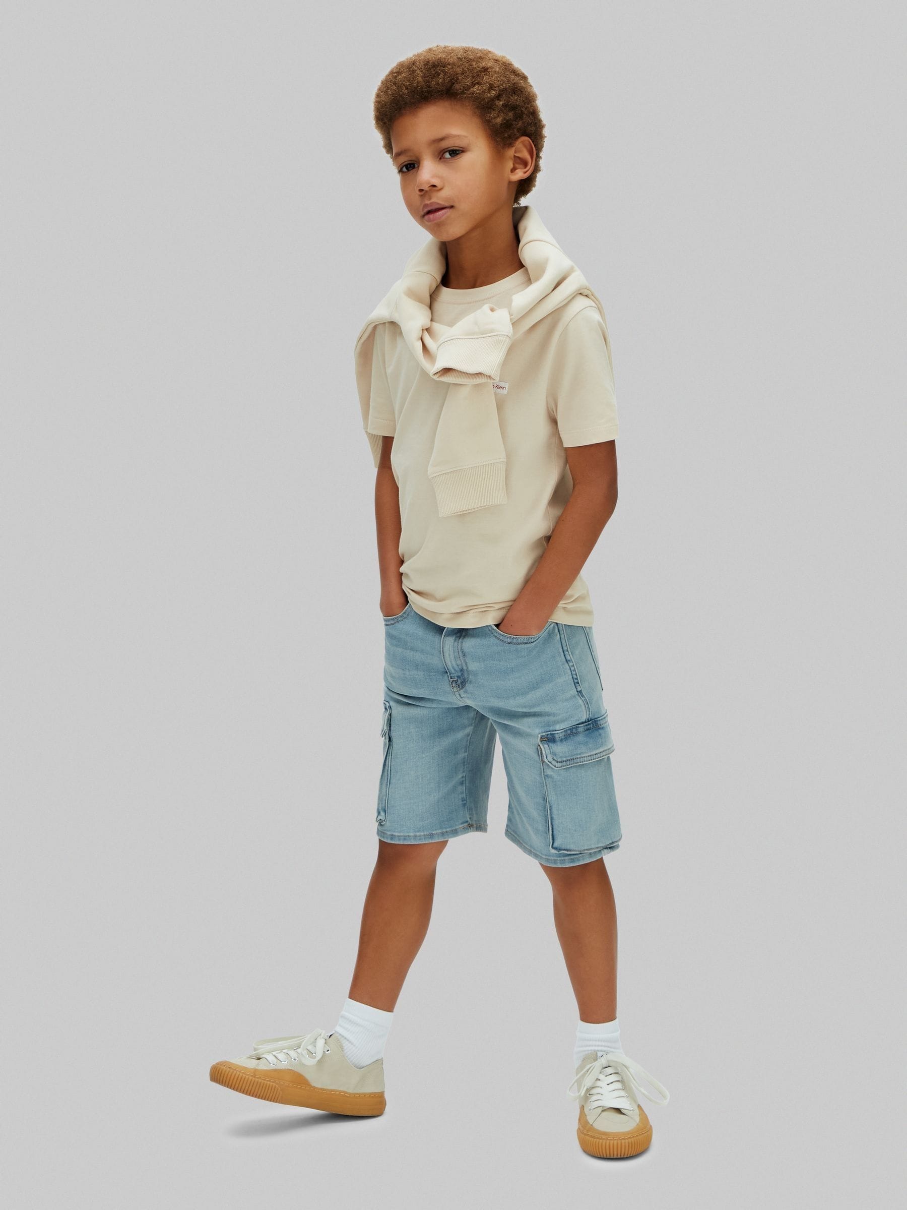 Calvin Klein Blue Denim Cargo Shorts image 4